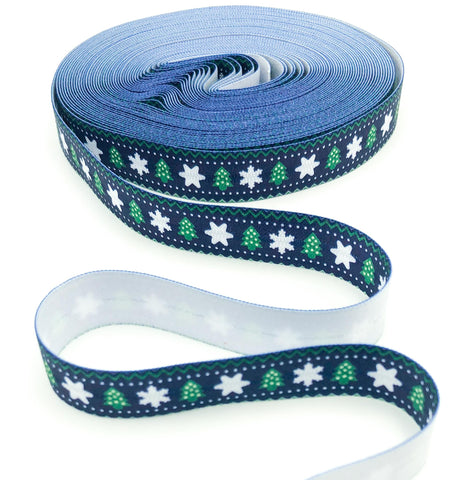 scandi dark blue and white green elastic christmas ribbon foe elastics snowflake tree nordic scandinavian style uk cute craft supplies