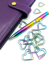 rainbow metallic heart hearts metal paper clip planner clips