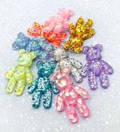 large chunky big glitter bear bears pendant pendants charm charms uk cute kawaii resin craft supplies gold silver turquoise pink lilac blue