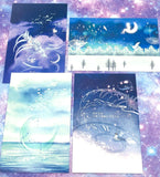 luminous postcard post card postcards space galaxy ocean dream magic magical glow in the dark glowing cards uk cute kawaii stationery bundle