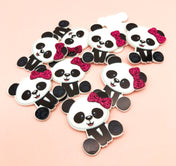 glitter glittery panda with bow acrylic planar fb flat back flatback pretty cute kawaii craft supplies pandas pink bow centres crafting