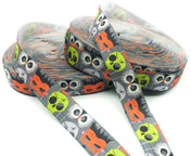 spooky halloween elastic ribbon yard skulls owls dark grey monster foe