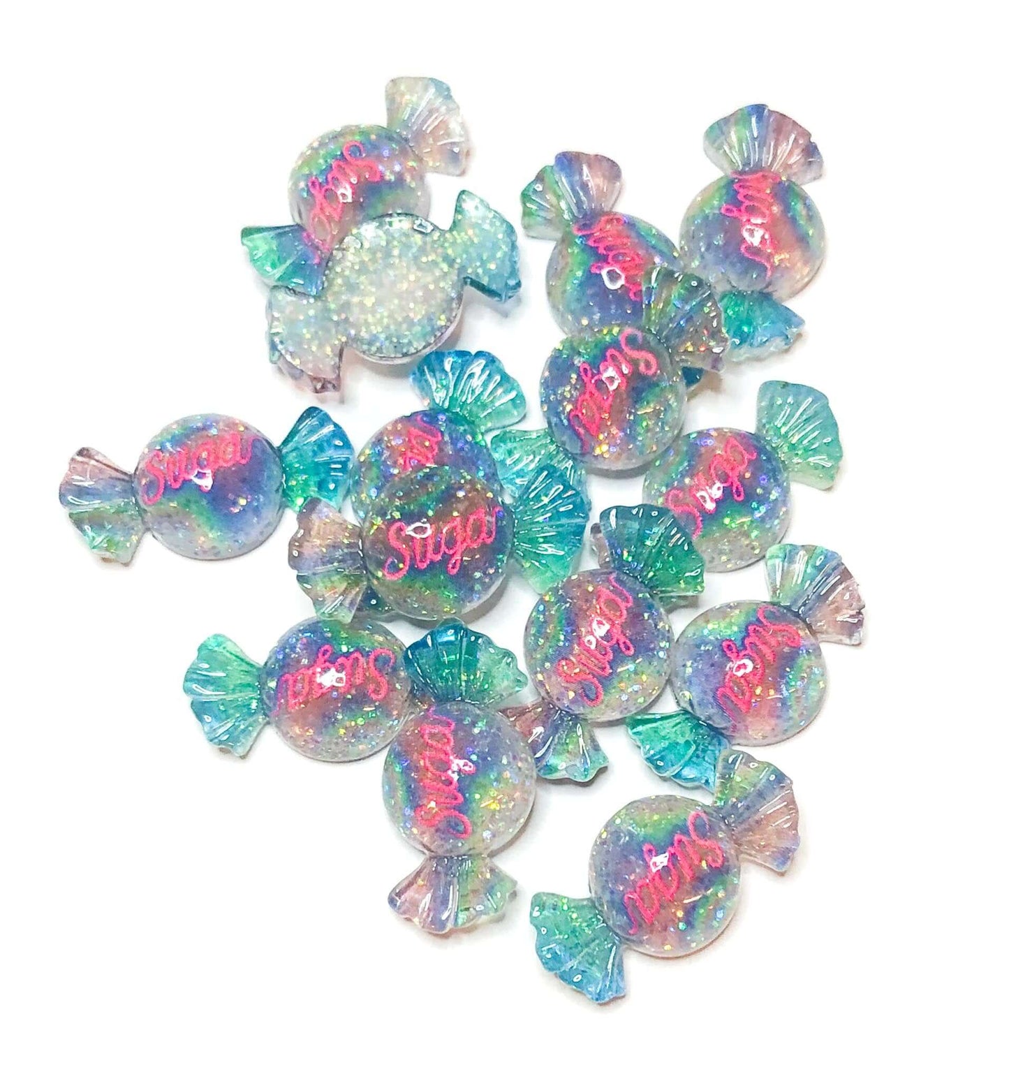 glitter resin sweet sweets boiled candy sugar purple ombre pink glittery flatback flat back embellishment deco decoden uk craft supplies cute kawaii swirl teal green blue sugar turquoise