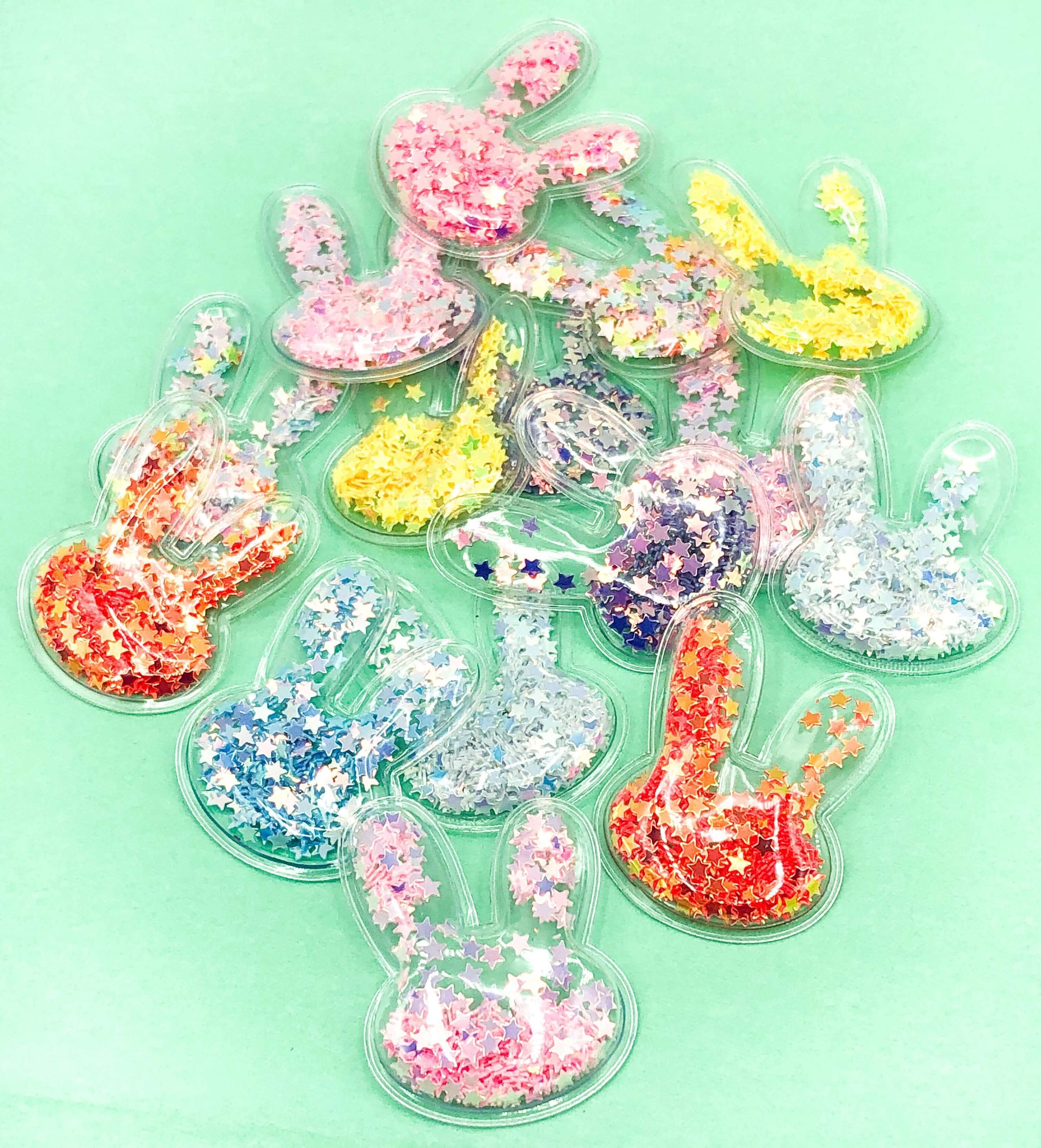 clear plastic bunny rabbit shaker embellishments bunnies shakers star sequins 38mm uk craft supplies easter rabbits