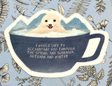 cute baby seal in blue mug cute teacup postcard post card cards uk kawaii stationery store pretty animal animals
