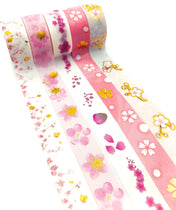 pink cherry blossom blossoms floral flower flowers washi tape tapes 5m cute kawaii stationery uk gold foil foiled