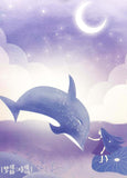 dreamscape glow in the dark luminous magic magical postcard postcards uk cute kawaii post card cards whale whales ocean sky stars purple turquoise blue 
