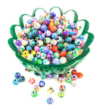 polymer clay floral 10mm beads fimo bead bundle round flower pattern handmade uk craft supplies