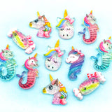 glitter resin flat back unicorn unicorns seahorse sweet crab crabs kawaii cute fbs flatbacks uk craft supplies embellishment