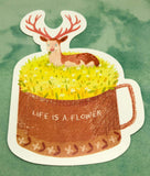 cute stag deer in flowers mug cute teacup postcard post card cards uk kawaii stationery store pretty animal animals