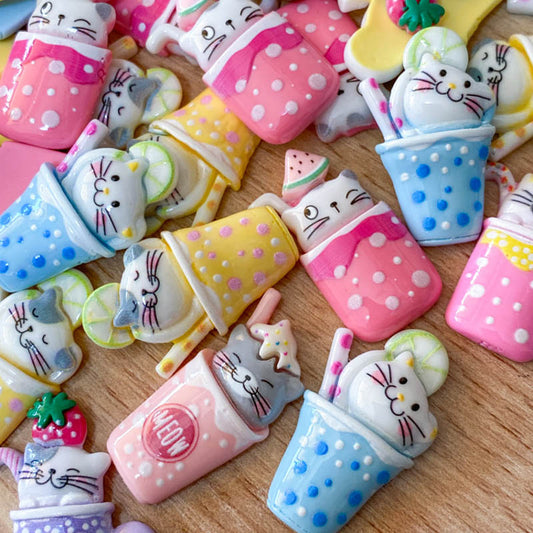 cute kawaii c drink drinks drinking cup mug cafe resin flatback flat back fb fbs resins embellishments polka dot pretty white uk craft supplies straw meow lime pink yellow blue lilac purple cerise cat cats
