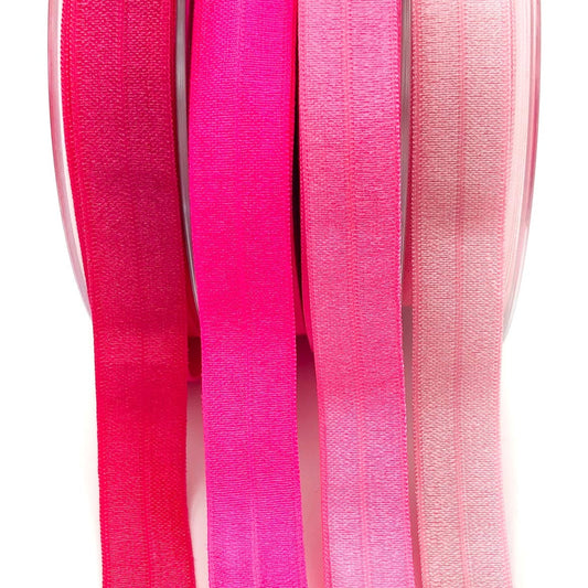 shades of pink pinks elastic foe ribbon fold over elastics ribbons uk craft supplies cute kawaii
