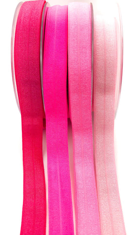shades of pink pinks elastic foe ribbon fold over elastics ribbons uk craft supplies cute kawaii