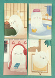 ghost mini lomo cards postcards card ghosts kawaii packs of 4 cute small postcard stationery uk sleeping sleepy