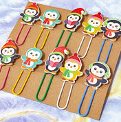 cute kawaii penguin penguins planner paper clip clips fun gift gifts stocking filler uk cute kawaii stationery happy feet colourful hat scarf cosy santa turquoise blue green yellow baby babies 