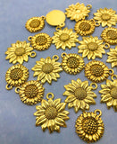 gold golden sunflower sun flower sunflowers metal charm charms pretty floral uk cute kawaii craft supplies ukraine flowers floral yellow