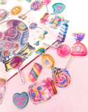 sweets candy sweet lollipop lollipops treats sticker stickers flake flakes pack of 48 gold foil foiled translucent washi paper uk cute kawaii stationery