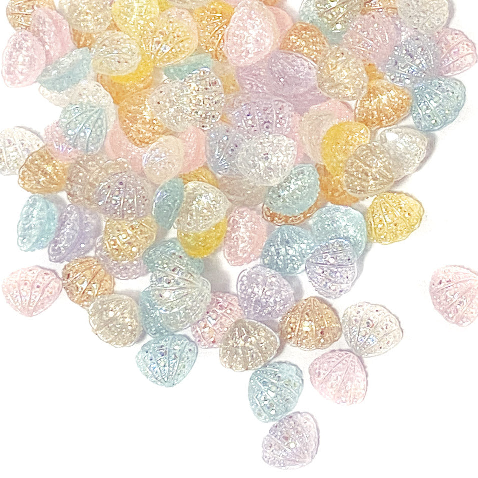 small tiny little 8mm shell shells resin glitter flatback fb fbs flat back pretty sparkly sprinkles pink turquoise yellow white clear blue gold lilac uk cute kawaii craft supplies