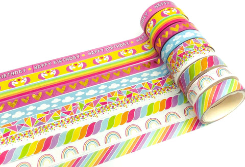 10mm washi tape tapes bright rainbow sentiment unicorn cloud rainbows handmade with love heart uk cute kawaii stationery