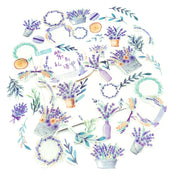 lavender harvest translucent floral sticker flakes stickers uk cute stationery flowers purple lilac flower basket leaf