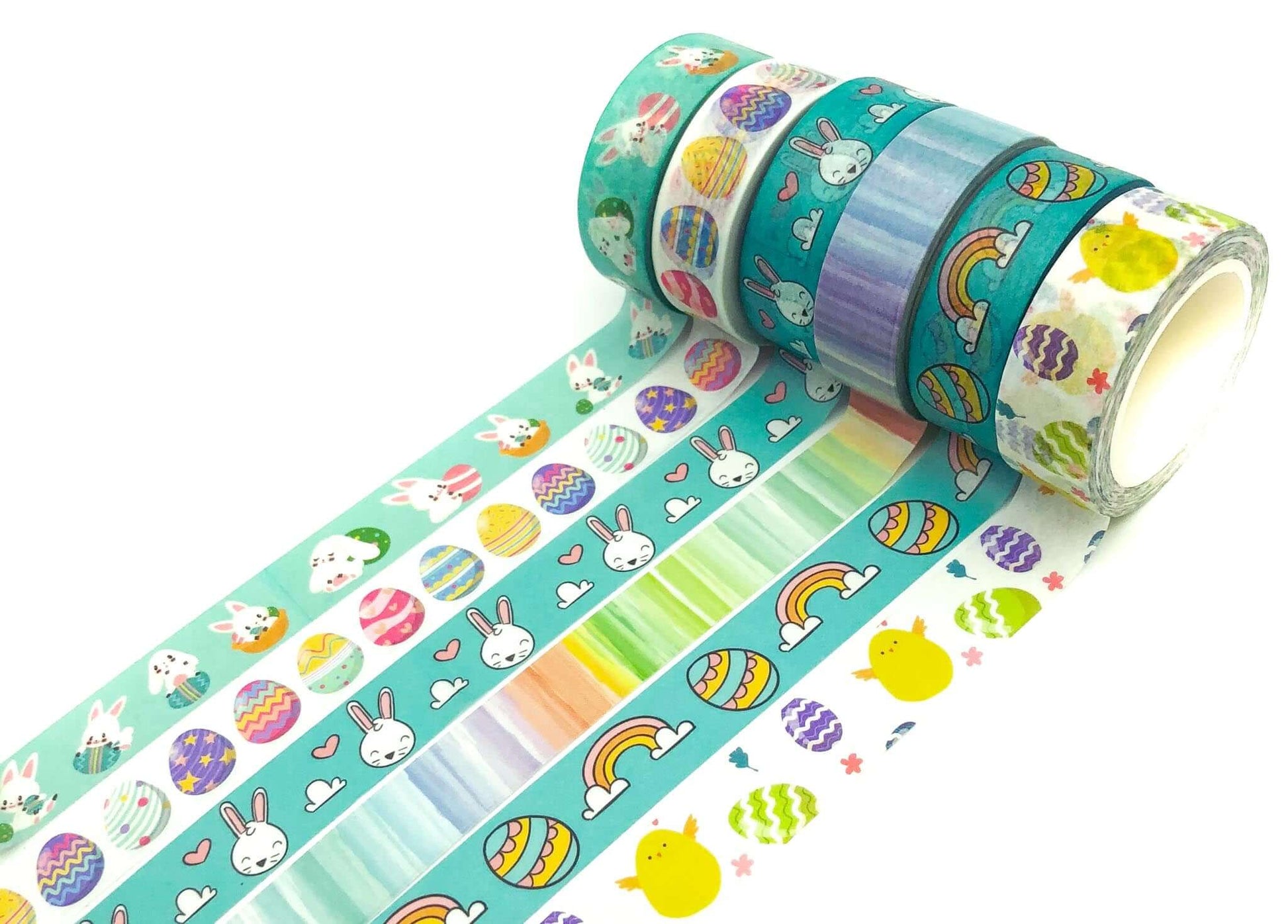 easter spring washi tape uk cute kawaii stationery eggs bunny bunnies turquoise rainbow chick stripe 