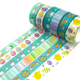 easter spring washi tape uk cute kawaii stationery eggs bunny bunnies turquoise rainbow chick stripe turquoise rainbows white striped wrapped rolls planner addict sale