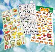 flat sticker stickers pack panda red pandas frog frogs cute kawaii stationery uk gold foil foiled clear plastic sheet planning planner addict sticker