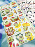 flat sticker stickers pack panda red pandas frog frogs cute kawaii stationery uk gold foil foiled clear plastic sheet planning planner addict sticker