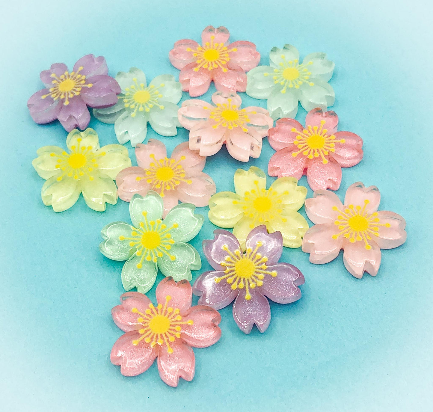 cherry blossom acrylic flower fb flatback fbs resin cabochon uk cute kawaii floral craft supplies easter flowers