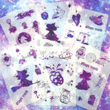 magic world translucent sticker sheet magical witch spells potion gems crystal stars purple uk cute kawaii stationery stickers