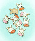 bunny and carrot easter spring cute gold tone charm charms metal enamel uk cute kawaii craft supplies rabbit rabbits white