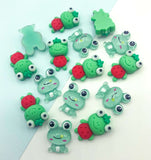 frog cute kawaii resin sparkly flatback fb fbs flat back embellishment frogs green strawberry glitter glittery uk craft supplies red eyes smiling happy