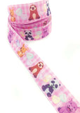 pink gingham pretty grosgrain ribbon yard 25mm panda sloth puppy dog puppy heart cute kawaii uk craft supplies