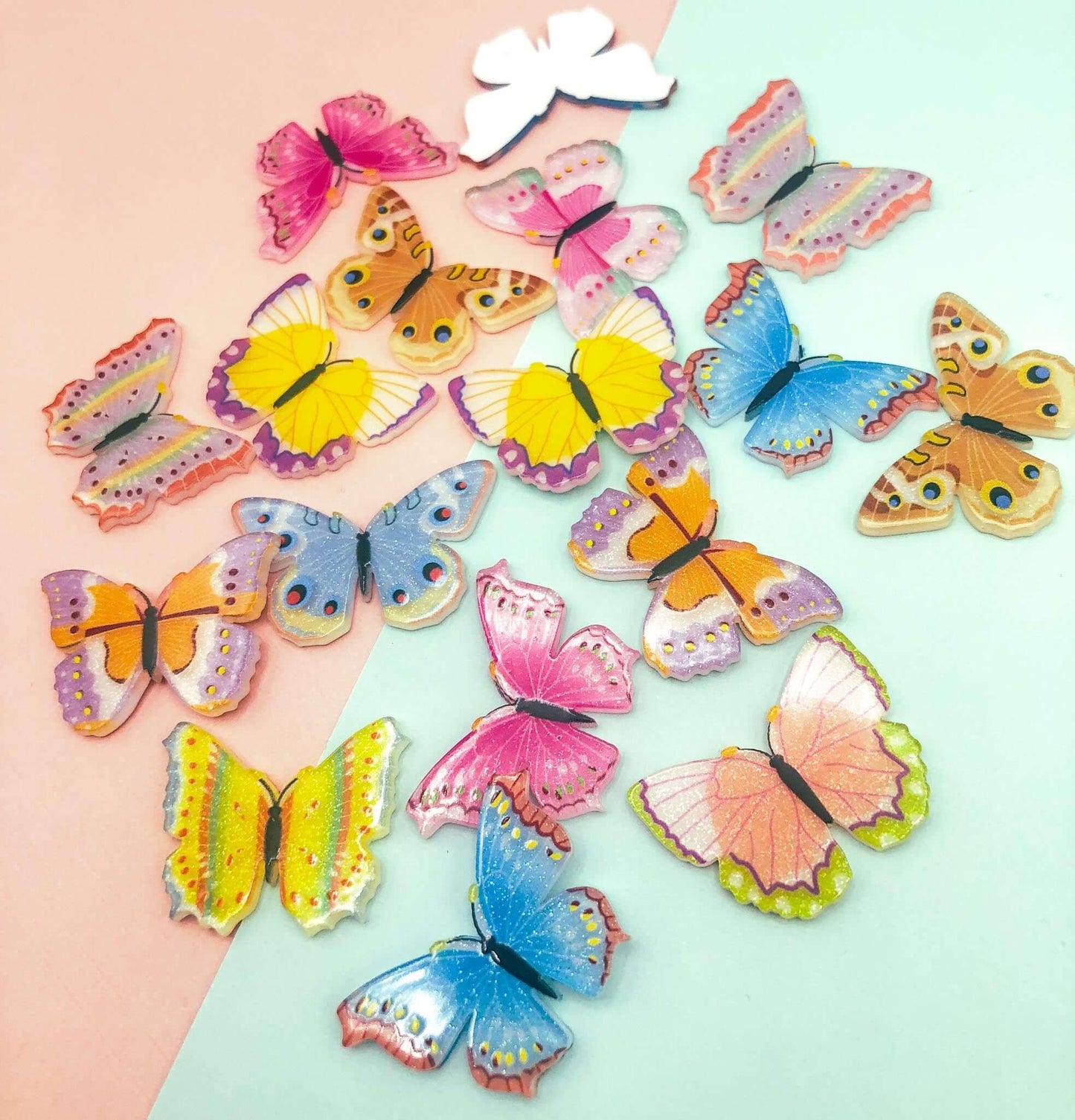 glossy acrylic large butterfly butterflies flatback flat back backs fb fbs uk cute kawaii craft supplies resin embellishment glitter glittery