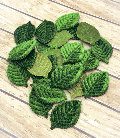 applique leaf leaves sew or glue on patch appliques leaves green soft velvet uk cute kawaii craft supplies