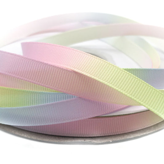 narrow 10mm pastel rainbow ombre grosgrain ribbon one yard