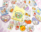 spring cute kawaii bunny bear rabbit rabbits bears bunnies sticker stickers flake flakes mini box of 46 food drink sweets candy packets jars bottles uk stationery drinks