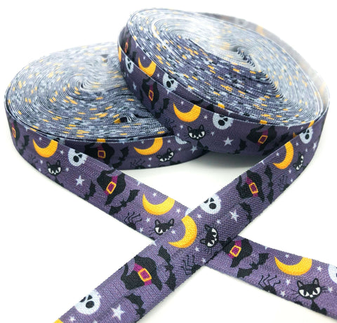 dark grey halloween elastic foe ribbon black cats moon yard spooky fold over elastics foe ribbons uk cute kawaii hats black cats cat craft supplies