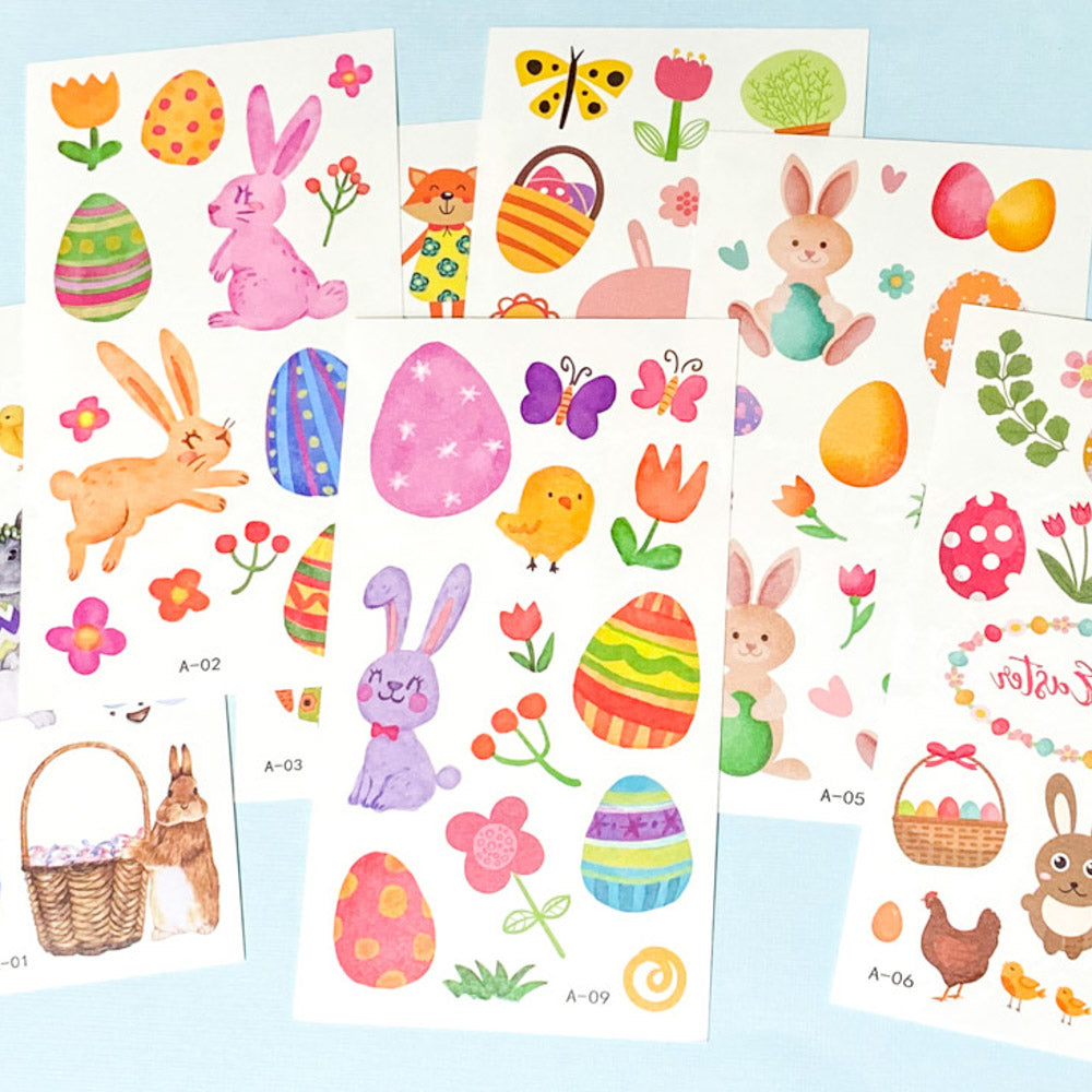 kid's easter temporary tattoo tattoos fun gift gifts spring bunny rabbit rabbits egg eggs flower fox chick nest happy uk cute kawaii