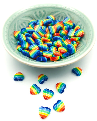 bright rainbow stripe striped resin fb flat back kawaii uk cute craft supplies rainbows heart hearts fbs fb 10mm