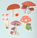 cute kawaii mushroom mushrooms shroom shrooms laptop glossy sticker stickers pack funny sweet frog cat crystal crystals cats frogs snail colourful gift stationery uk set sets