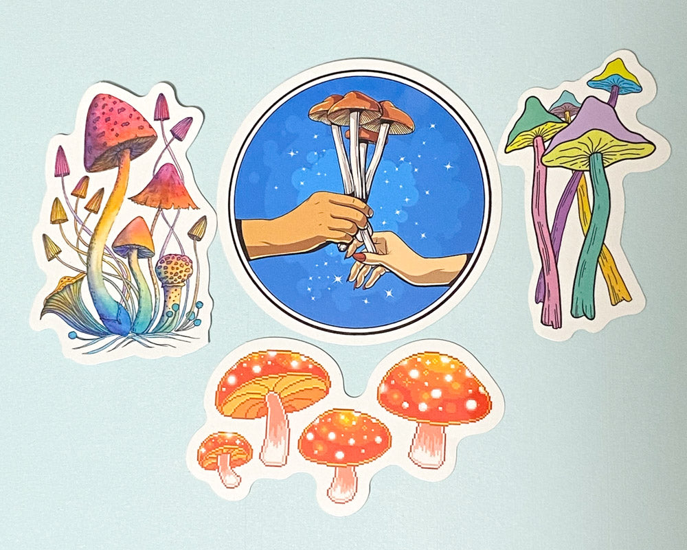 cute kawaii mushroom mushrooms shroom shrooms laptop glossy sticker stickers pack funny sweet frog cat crystal crystals cats frogs snail colourful gift stationery uk set sets