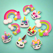silicone unicorn unicorns rainbow rainbows fb flat back backs flatbacks uk cute kawaii craft supplies