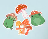 cute kawaii mushroom mushrooms shroom shrooms laptop glossy sticker stickers pack funny sweet frog cat crystal crystals cats frogs snail colourful gift stationery uk set sets