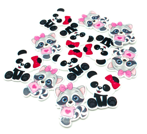 kawaii panda or raccoon cute planar acrylic fb flat back flatbacks embellishment pandas raccoons pink uk craft supplies 