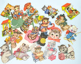 retro vintage 1950s kitsch kitten cat cats clear plastic sticker stickers pack of 20 40 uk stationery cute kawaii funny colourful bright spring kittens