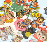 retro vintage 1950s kitsch kitten cat cats clear plastic sticker stickers pack of 20 40 uk stationery cute kawaii funny colourful bright spring kittens