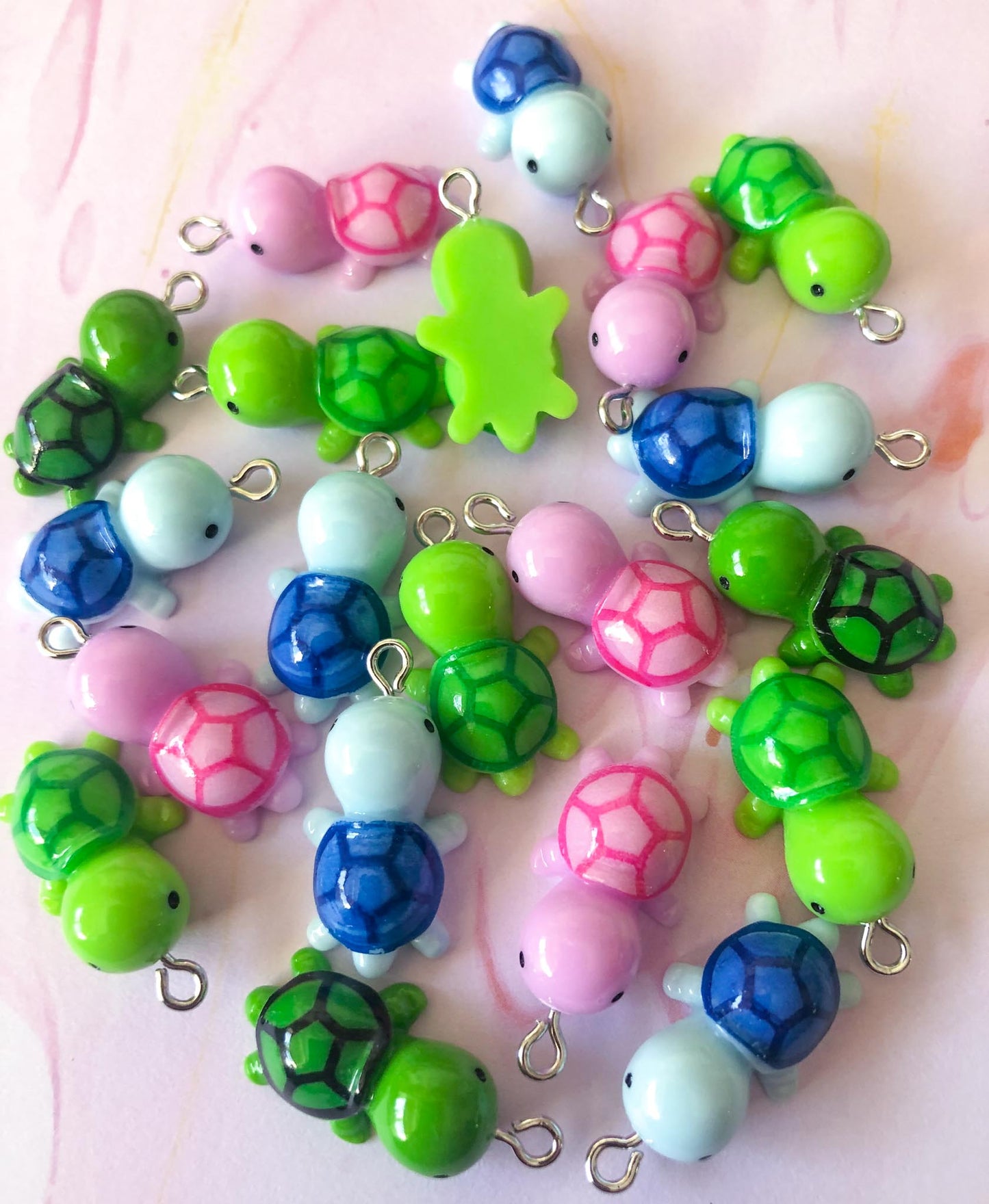 turtle turtles cute kawaii resin charm charms uk pink blue green animal terapin terrapin jewellery supplies craft crafting crafts pendant