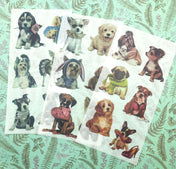 translucent washi paper stickers puppy dog dogs cute kawaii stationery uk pack of 3 large sheets planner vintage puppies