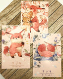 animal kawaii postcard trio pack of 3 postcards fox foxes